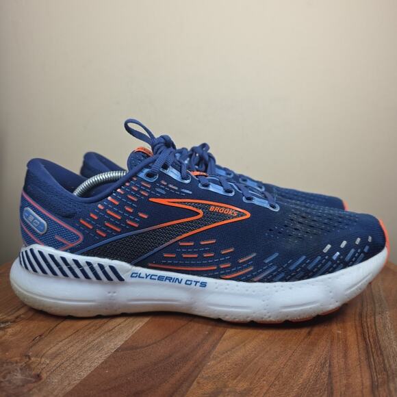 Brooks Glycerin GTS 20 Mens Blue And Orange Size 12 Running Shoes 1103831D444 - Picture 1 of 12